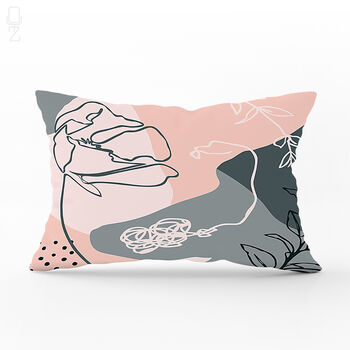 Abstract Poppy Flower Chenille Cushion In Pink And Blue, 7 of 10
