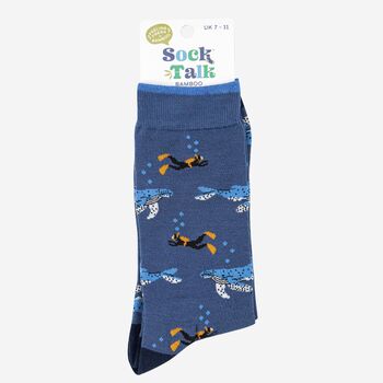 Men's Bamboo Socks Whale And Scuba Diver, 4 of 5