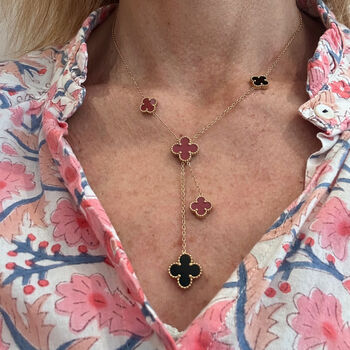 Double Sided Clover Necklace In Lariat Style, 2 of 9