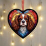 Cavalier King Charles Spaniel Stained Glass Effect Heart Suncatcher, thumbnail 3 of 6
