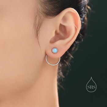 Double Circle Blue Opal Ear Jacket In Sterling Silver, 2 of 12