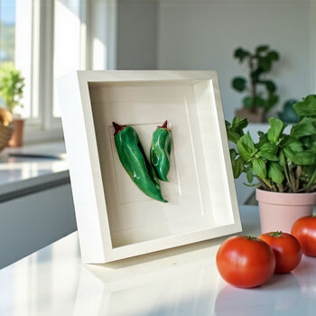 Hand Sculpted Ceramic Kitchen Wall Art: Olive Green Peppers, 2 of 8