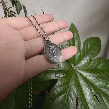 Fossil Leaf Oxidised Sterling Silver Necklace, 8 of 11