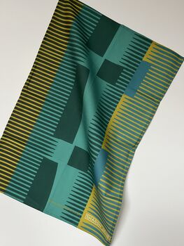 Combed Stripe Tea Towel Turquoise, 4 of 4