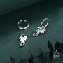 Sterling Silver Flying Dragon Huggie Hoop Earrings, thumbnail 2 of 11
