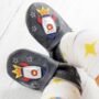 Dotty Fish Space Rocket Baby Gift Set With Barefoot Shoes And Cotton Bibs, thumbnail 4 of 11