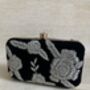 Black Floral Velvet Clutch Bag, thumbnail 4 of 10