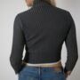 Grey Knitted Turtleneck Pullover Sweater, thumbnail 3 of 4