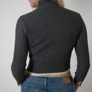 Grey Knitted Turtleneck Pullover Sweater, 3 of 4