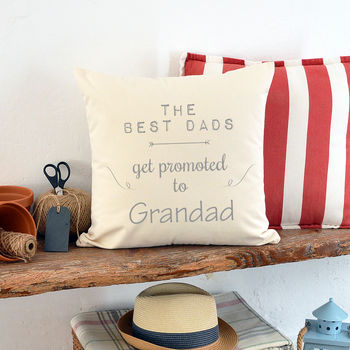 Personalised Best Dads Get Promoted To Grandad Cushion, 2 of 2
