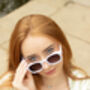 White Rounded Square Retro Pin Style Sunglasses, thumbnail 4 of 4