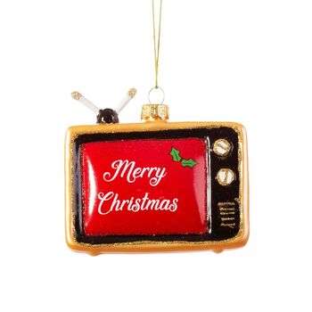 Glass Retro Television Christmas Bauble, 2 of 2