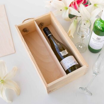 Personalised Congratulations Two Bottle Sliding Wooden Wine Box, 2 of 5