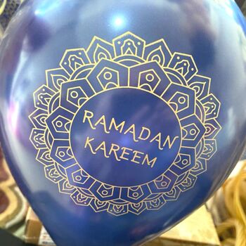 Ramadan Kareem Party Balloons 10pk Blue And Gold, 2 of 2