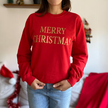 Merry Christmas Jumper With Gold Letters, 5 of 5