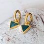 'The Triangle' Green Aventurine Gold Plated Earrings, thumbnail 1 of 6