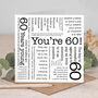 60th Birthday Card, You're 60 Quotes, thumbnail 1 of 3