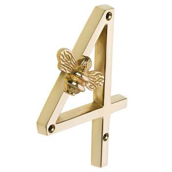 House Numbers With Bee In Brass Finish, 5 of 11