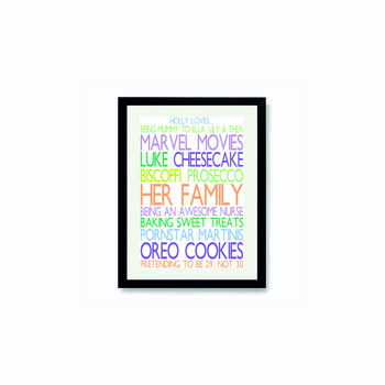 Personalised 'Favourite Things' Framed Print: Pastels, 2 of 6