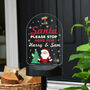 Personalised 'Santa Stop Here' Cartoon Santa Solar Light – Christmas Outdoor LED, thumbnail 1 of 9