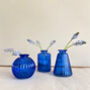 Blue Glass Bud Vases Set Of Three, thumbnail 2 of 6