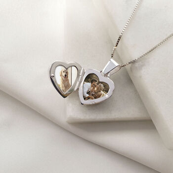 Sterling Silver Paw Print Heart Locket Necklace, 3 of 8