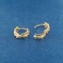 Gold Cz Leaf Hoop Earrings, thumbnail 5 of 7