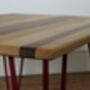 Hairpin Leg Coffee Table Solid Ash Oak Walnut Stripe, thumbnail 8 of 10