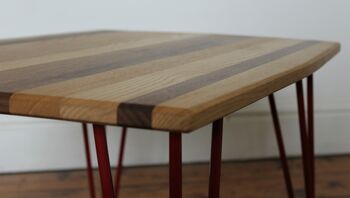 Hairpin Leg Coffee Table Solid Ash Oak Walnut Stripe, 8 of 10