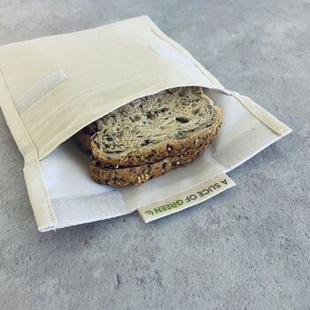 A Slice Of Green Organic Cotton Sandwich Bag/Food Wrap, 5 of 11