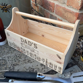 Personalised Engraved Beer Box Gift Caddy With Handle, 2 of 2