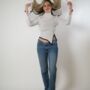 White Knitted Turtleneck Pullover Casual Sweater, thumbnail 2 of 7
