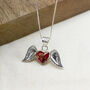 Sterling Silver Angel Wing And Real Flower Heart Necklace, thumbnail 2 of 5