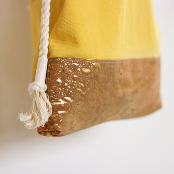 Ombre Denim + Cork Leather Rope Bag, 4 of 6