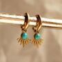 Turquoise Stone Flower Hoop Earrings, thumbnail 3 of 4