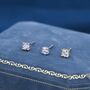 Sterling Silver Four Prong Cz Stud Earrings, thumbnail 1 of 12