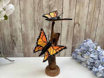 Handcrafted Monarch Butterfly Wooden Sculpture Ornament, 5 of 11