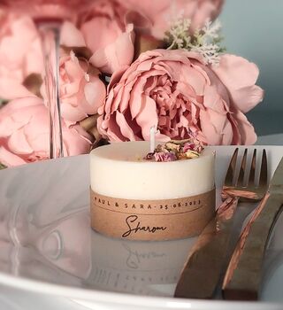 Place Setting Candle And Favours With Flowers, 2 of 5