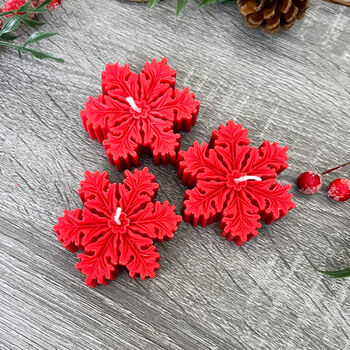 Red Christmas Snowflake Candle Decoration Gift, 3 of 6