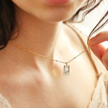 Tiny Hammered Tarot Card Pendant Necklace, 3 of 11