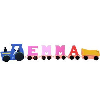 Personalised Kids Tractor Wooden Train Set, 7 of 8