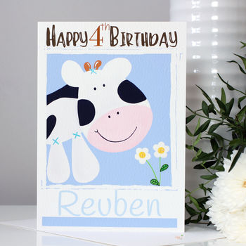 Personalised Farm Cow Age Birthday Card, 5 of 9