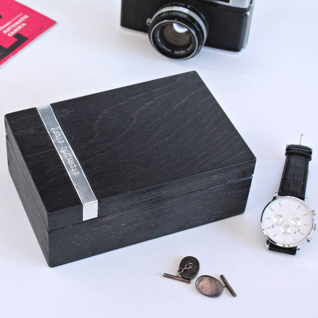 personalised wooden cufflink box by warner's end