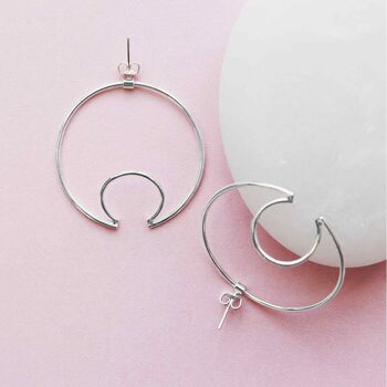Hoop Ear Cuff Gold Plated Silver Stud Earrings, 3 of 4
