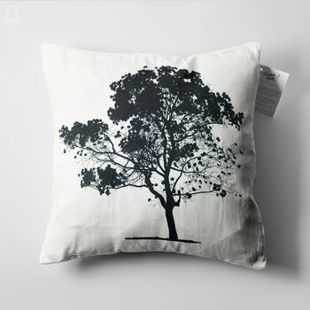 White Cushion Cover With Black Tree Minimalist Design, 5 of 7