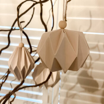 Three White Paper Origami Christmas Tree Decorations, 5 of 9
