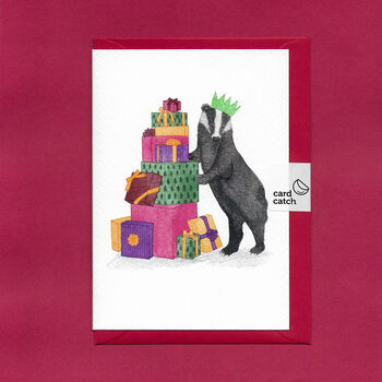 Woodland Christmas: Festive Badger Christmas Card, 4 of 9