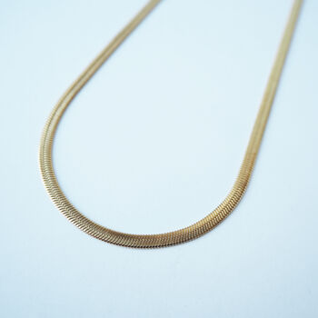Gold Flat Snake Necklace – 18 K Gold Plated Waterproof Chain, 2 of 8