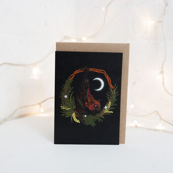 Bat With Wreath Gothic Christmas Card, 3 of 3