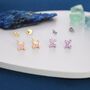 Princess Cut Tourmaline Pink Stud Earrings, thumbnail 4 of 12